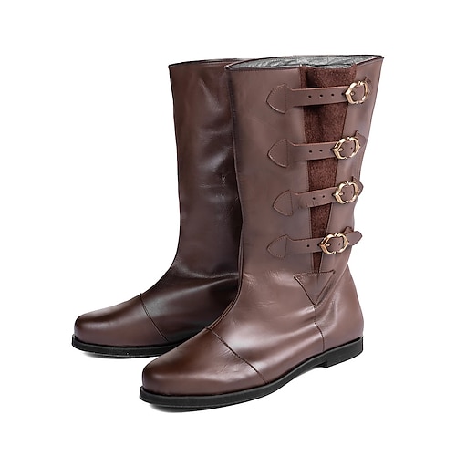Retro Vintage mittelalterliche Renaissance-Schuhe, flache Jazz-Stiefel, Pirat, Ritter, Ritter, Herren, Unisex, Halloween, Event/Party, Maskerade-Schuhe, ausgefallene mittelalterliche Stiefel