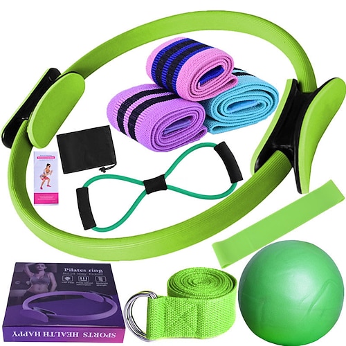 Elfteiliges Yoga-Fitness-Set mit Band, Latex-Seiden-Hüftring, elastischer Latex-Ring, Yoga-Ball-Stretching-Band, Pilates