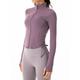 Damen Zip Up Sweatshirt Laufjacke Laufshirt Sport Top Feste Farbe Yoga Fitness Kordelzug Full Zip Daumenloch Lavendel Purpur Grün Hochelastisch Frühling Herbst