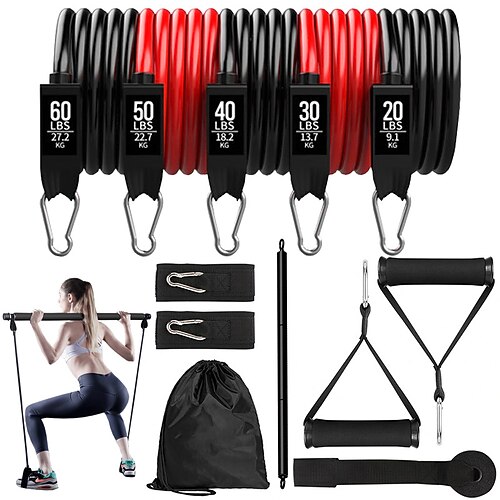 11-teiliges Bodhi-Stick-Set Fitness-Widerstandsband Spannungsseil Elastisches Seilset Spannungsgeräte TPE Pilates Weihnachtsgeschenk