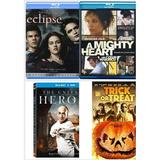 Assorted 4 Pack Blu-Ray Bundle: The Twilight Saga: Eclipse A mighty Heart Blu-ray 2007 Bilingual Packaging The Unity Of Heroes Blu-ray + Trick or Treat + Combo Pack