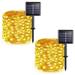 Solar String Lights 100 LED Solar Fairy Lights 33 feet 8 Modes Lights Waterproof Outdoor String Lights for Garden Patio Gate Yard Party Wedding Indoor Bedroom Warm White 2Pack