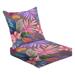 2-Piece Deep Seating Cushion Set Artwork tempera paint Seamless pattern tropical leaves flowers Outdoor Chair Solid Rectangle Patio Cushion Set