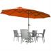 AECOJOY 15x9ft Double-Sided Patio Umbrella Outdoor Market Umbrella Large Sunbrella Table Umbrellas with Crank Air Vents for Deck Pool Patio (1.9 Pole Orange)