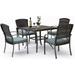 durable Patio Dining Table Set Garden Dining Set 7 Piece Outdoor Wicker Furniture Set for Backyard Garden Deck Poolside/Iron Slats Table Top Removable Cushions(Green)