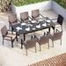 & William 9 Pieces Patio Dining Set for 8 Outdoor Dining Furniture with 1 X-large E-coating Square Metal Table and 8 Rattan Chairs with Cushions Outdoor Table & Chairs for Porch