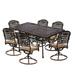 TPHORK 7 Piece Outdoor Patio Dining Set Cast Aluminum Patio Furniture Set for Backyard Garden Deck Poolside 59.06 Rectangular Table and Cushioned Swivel Chairs for 6 Persons