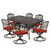 TPHORK 7 Piece Outdoor Patio Dining Set Cast Aluminum Patio Furniture Set for Backyard Garden Deck Poolside 59.06 Rectangular Table and Cushioned Swivel Chairs for 6 Persons