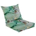 Outdoor Deep Seat Cushion Set 24 x 24 Green Water Color Marble Shiny Alcohol Ink Watercolor Gold Abstract Deep Seat Back Cushion Fade Resistant Lounge Chair Sofa Cushion Patio Furniture Cushion