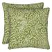 Set of 2 Indoor/Outdoor Throw Pillow 16 x 16 x 4 in Polyester Fabric Green Stencil