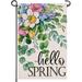 YCHII Hello Spring Flowers Eucalyptus Leaves Small Decorative Garden Flag Floral Yard Lawn Outside Decor Daffodil Iris Seasonal Outdoor Home Decoration Double Sided