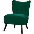 Upholstered Armless Accent Chair With Flared Back And Button Tufting Green