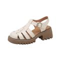 Women's Sandals Slip-Ons Gladiator Sandals Roman Sandals Fisherman Sandals Outdoor Daily Chunky Heel Closed Toe Casual Comfort Cowhide Light Brown White / Yellow Black / Beige