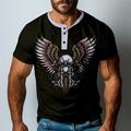 Graphic Eagle Motorcycle Fashion Classic Casual Men's 3D Print T shirt Tee Henley Shirt Sports Outdoor Holiday Going out T shirt Black Short Sleeve Henley Shirt Spring Summer Clothing Apparel S M L