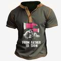 from father to son Men's Vintage Casual 3D Print T shirt Tee Henley Shirt Papa T Shirt Sports Outdoor Holiday Going out T shirt Army Green Short Sleeve Henley Shirt Spring Summer Clothing