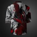 Texture Gothic Men's Linen Shirt Shirt Daily Wear Vacation Going out Spring Fall Stand Collar Long Sleeve Dark Red, Red, Blue S, M, L Slub Fabric Shirt