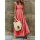 Women's Plaid Dress Casual Dress Slip Dress Plaid Ruffle Backless Spaghetti Strap Long Dress Maxi Dress Vacation Sleeveless Summer