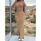 Women's Casual Dress Sheath Dress Summer Dress Long Dress Maxi Dress Ruched Date Vacation Streetwear Maxi One Shoulder Sleeveless Black Khaki Gray Color