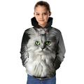 Kids Girls' Hoodie Long Sleeve 3D Print Graphic Animal Cat Stripe Green White Purple Children Tops Spring Fall Active Daily School Daily Loose Fit 3-12 Years / Winter