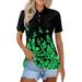 Dorkasm Women s Golf Polo Shirts Floral Printed Ladies Tenni Shirts Short Sleeve Athletic Collared Shirt Work Green 2XL