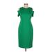 Calvin Klein Casual Dress - Sheath Crew Neck Short sleeves: Green Print Dresses - Women's Size 8