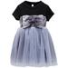 soikfihs Spring Dress Mesh Fluffy Skirt Bowknot Lady Princess Dress Spring Thin Long Sleeved Cotton Casual Kids Princess Dress Prom Dress