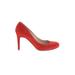 L.K. Bennett Heels: Slip On Stilleto Minimalist Red Solid Shoes - Women's Size 38 - Round Toe