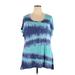 Avenue Short Sleeve T-Shirt: Blue Tie-dye Tops - Women's Size 18 Plus