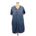 Anne Klein Casual Dress - Shift V Neck Short sleeves: Blue Dresses - Women's Size X-Large