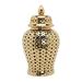 Ceramic Ginger Jar Light Luxury Pierced Gold Collectable Decorative Lattice for Ornament Home Decoration Cafe Gift Storage