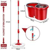 Spin Mop and Bucket Set 360Â° Spin Mop and Bucket with Wringer Set and 3 Microfiber Mop Refills Stainless Steel 61 Extended Handle Spinning Mop Bucket System for Floor Cleaning