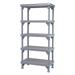 Quantum Storage Systems Millenia Shelving Unit 36 W x 18 D x 50 H 5 solid shelves with removable shelf mats and 4 posts - Gray Finish