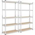 TJUNBOLIFE Shelves 5 Tier Adjustable Metal Shelving Unit Utility Shelves Garage Racks for Warehouse Garage Pantry Kitchen- Silver 29.5 x 12 x 60 Inch 2PCS