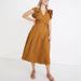 Madewell Dresses | Nwot Madewell Linen Midi Wrap Dress Mustard Gold Yellow Ochre Womens Medium | Color: Orange/Yellow | Size: M