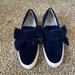 Nine West Shoes | Nine West | Women's Blue Velour Bow Slip On Sneakers Size 11 | Color: Blue | Size: 11