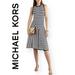 Michael Kors Dresses | Michael's Kors Asymmetrical Stripe Stretch Ribbed Panel Sleeveless Dress Nwt | Color: Blue/White | Size: S