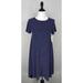 Lularoe Dresses | New Lularoe Carly Blue Silver Metallic Stretch Short Sleeve Shift Dress Size Xs | Color: Blue/Silver | Size: Xs
