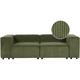 Modern 2 Seater Loveseat Modular Sofa Couch Black Legs Corduroy Upholstery Green Aprica - Green