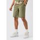 Mens Green Fixed Waist Khaki Relaxed Fit Short Shorts, Green