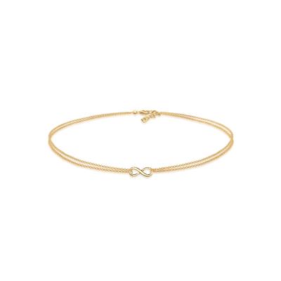 Collier ELLI "Choker Erbskette Infinity Unendlichkeit 925 Silber", gold, Halsketten, Damen, 36, Silber 925 (Sterlingsilb