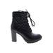 G by GUESS Boots: Combat Chunky Heel Casual Black Print Shoes - Women's Size 7 1/2 - Round Toe