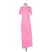 Stateside Casual Dress - Sheath Crew Neck Short sleeves: Pink Solid Dresses - Women's Size X-Small