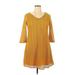 Always Indigo Cocktail Dress - Mini V-Neck 3/4 sleeves: Yellow Print Dresses - Women's Size X-Large