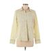 IZOD Long Sleeve Button Down Shirt: Ivory Brocade Tops - Women's Size Medium