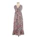 Madewell Casual Dress - Maxi: Gray Floral Motif Dresses - Women's Size 2