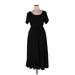 Shein Casual Dress - Midi Scoop Neck Short sleeves: Black Solid Dresses - Women's Size 0X