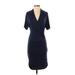 Banana Republic Casual Dress - Wrap: Blue Solid Dresses - Women's Size X-Small