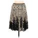 Diane von Furstenberg Silk A-Line Skirt Calf Length: Tan Bottoms - Women's Size 8