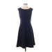 Marc New York Andrew Marc Casual Dress - A-Line Scoop Neck Sleeveless: Blue Print Dresses - Women's Size 4