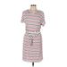 Banana Republic Factory Store Casual Dress - Sheath Scoop Neck Short sleeves: White Stripes Dresses - Women's Size Medium